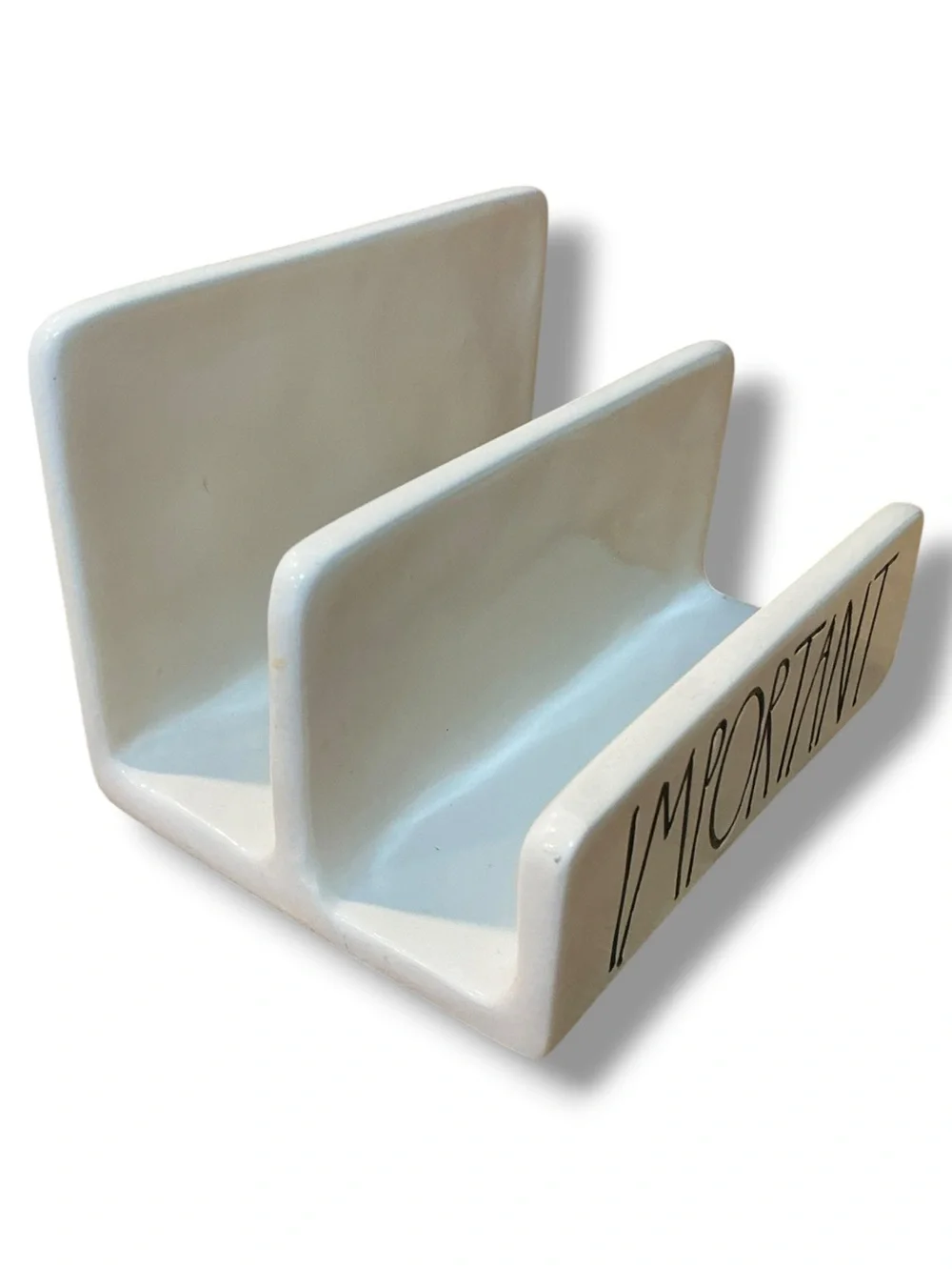 Rae Dunn White 'IMPORTANT' Three-Slot Desk Organizer